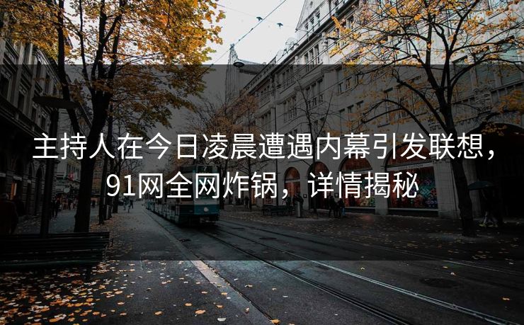 主持人在今日凌晨遭遇内幕引发联想，91网全网炸锅，详情揭秘