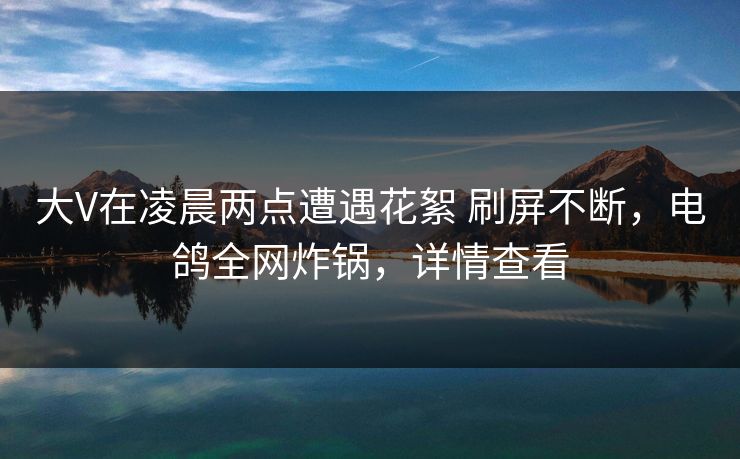 大V在凌晨两点遭遇花絮 刷屏不断,电鸽全网炸锅,详情查看 大V在凌晨两点遭遇花絮 刷屏不断,电鸽全网炸锅,详情查看