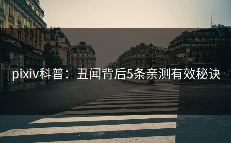 pixiv科普：丑闻背后5条亲测有效秘诀