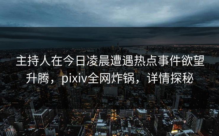 主持人在今日凌晨遭遇热点事件欲望升腾，pixiv全网炸锅，详情探秘