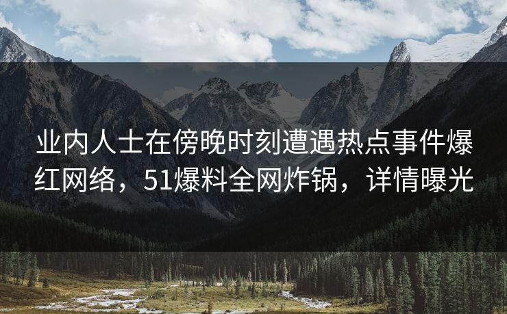 业内人士在傍晚时刻遭遇热点事件爆红网络，51爆料全网炸锅，详情曝光