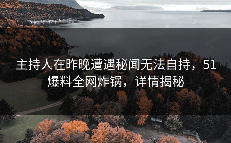 主持人在昨晚遭遇秘闻无法自持，51爆料全网炸锅，详情揭秘