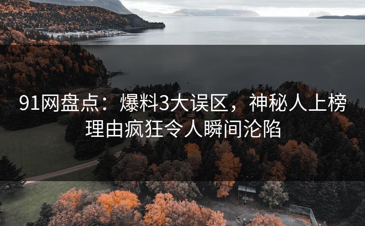 91网盘点：爆料3大误区，神秘人上榜理由疯狂令人瞬间沦陷