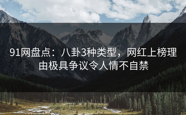 91网盘点：八卦3种类型，网红上榜理由极具争议令人情不自禁