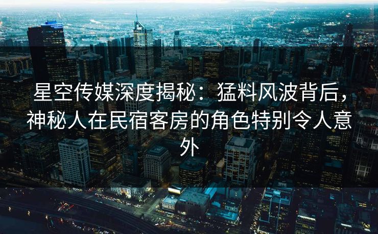 星空传媒深度揭秘：猛料风波背后，神秘人在民宿客房的角色特别令人意外