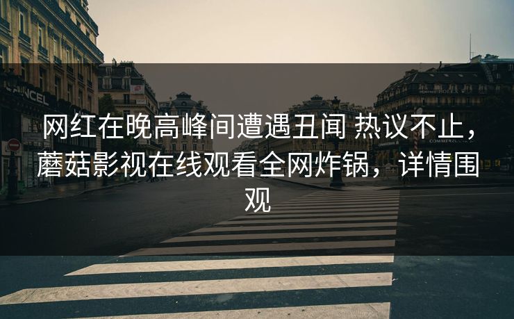 网红在晚高峰间遭遇丑闻 热议不止，蘑菇影视在线观看全网炸锅，详情围观