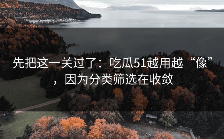 先把这一关过了：吃瓜51越用越“像”，因为分类筛选在收敛